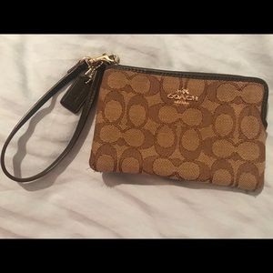 Authentic Coach Wristlet, Brown Canvas